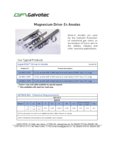 Galvotec Magnesium Drive In Anodes Data Sheet